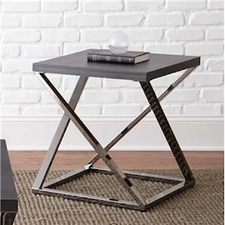 Square End Table with Metal Frame